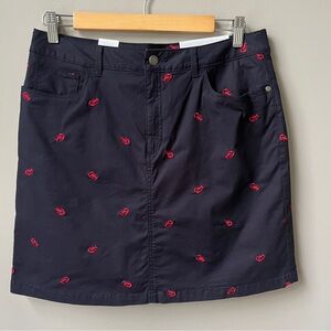 Croft & Barrow Skort Women's‎ 10 New Navy Blue Red Lobsters Preppy New England
